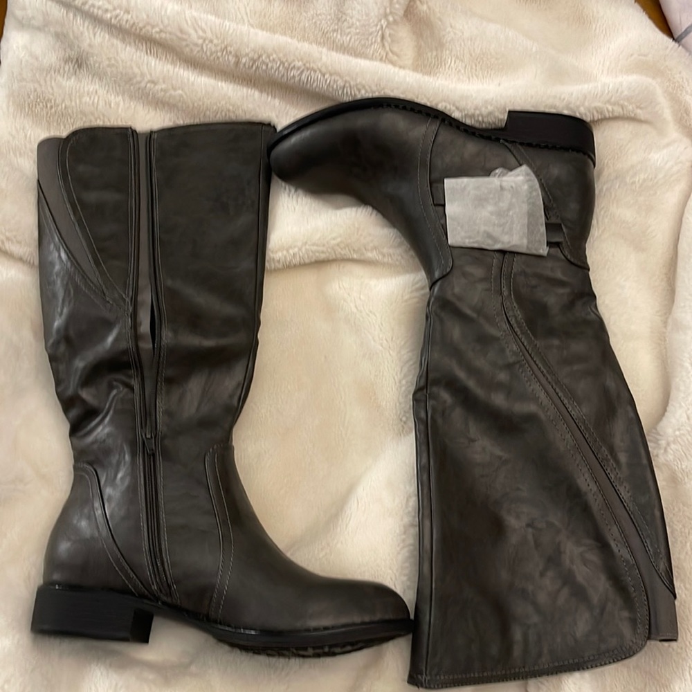 Knee high charcoal boots
